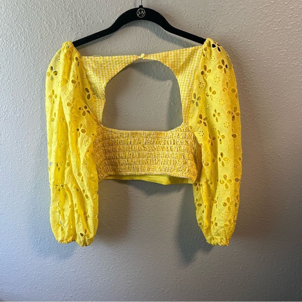 Yellow Gingham Micro Cropped Top - Picture 4 of 5